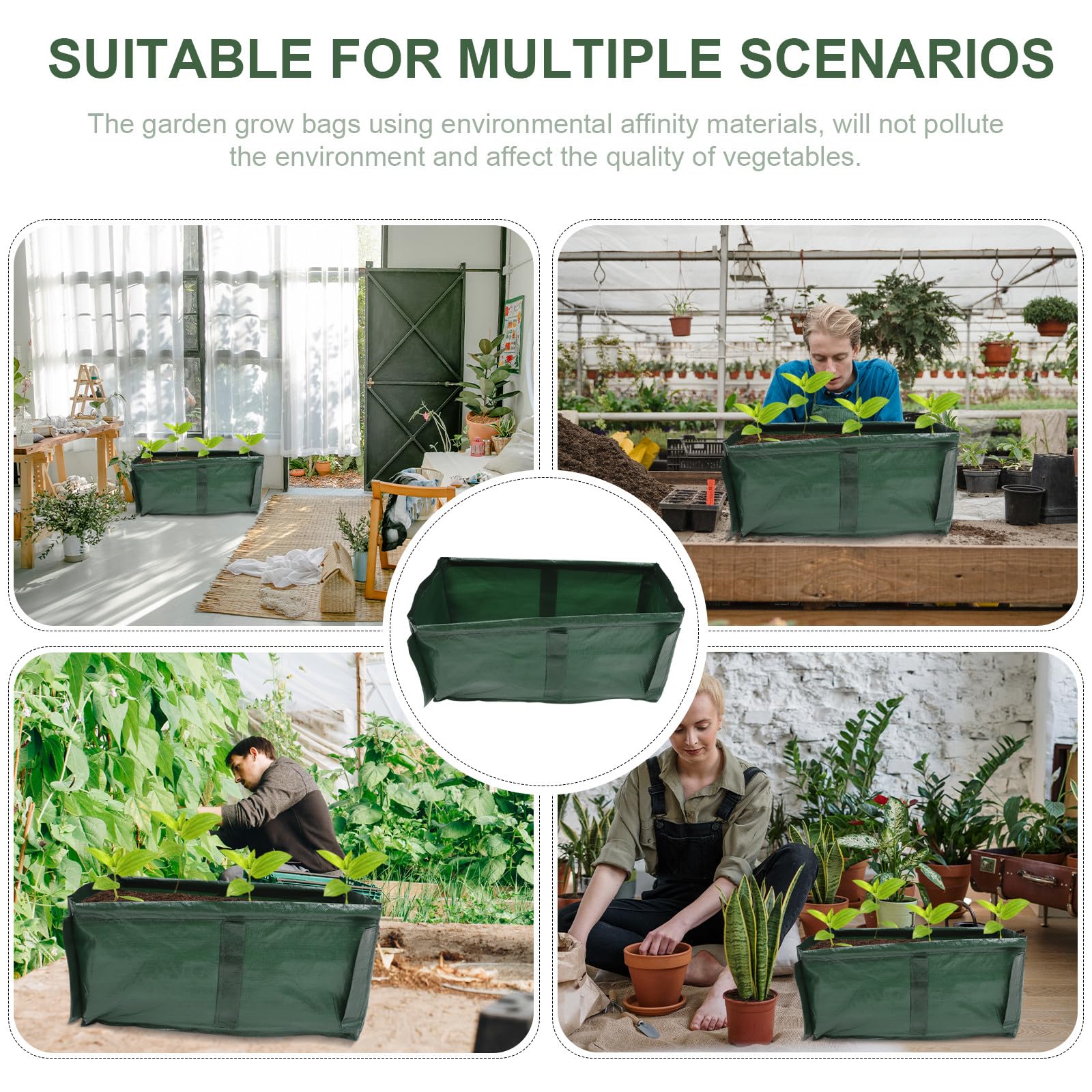 Garneck 2 Stück Atmungsaktive Gemüsepflanzbeutel aus Pe Gewebe Rechteckig 60x30x25cm Wärmeisolierend für Garten Robust und Wiederverwendbar