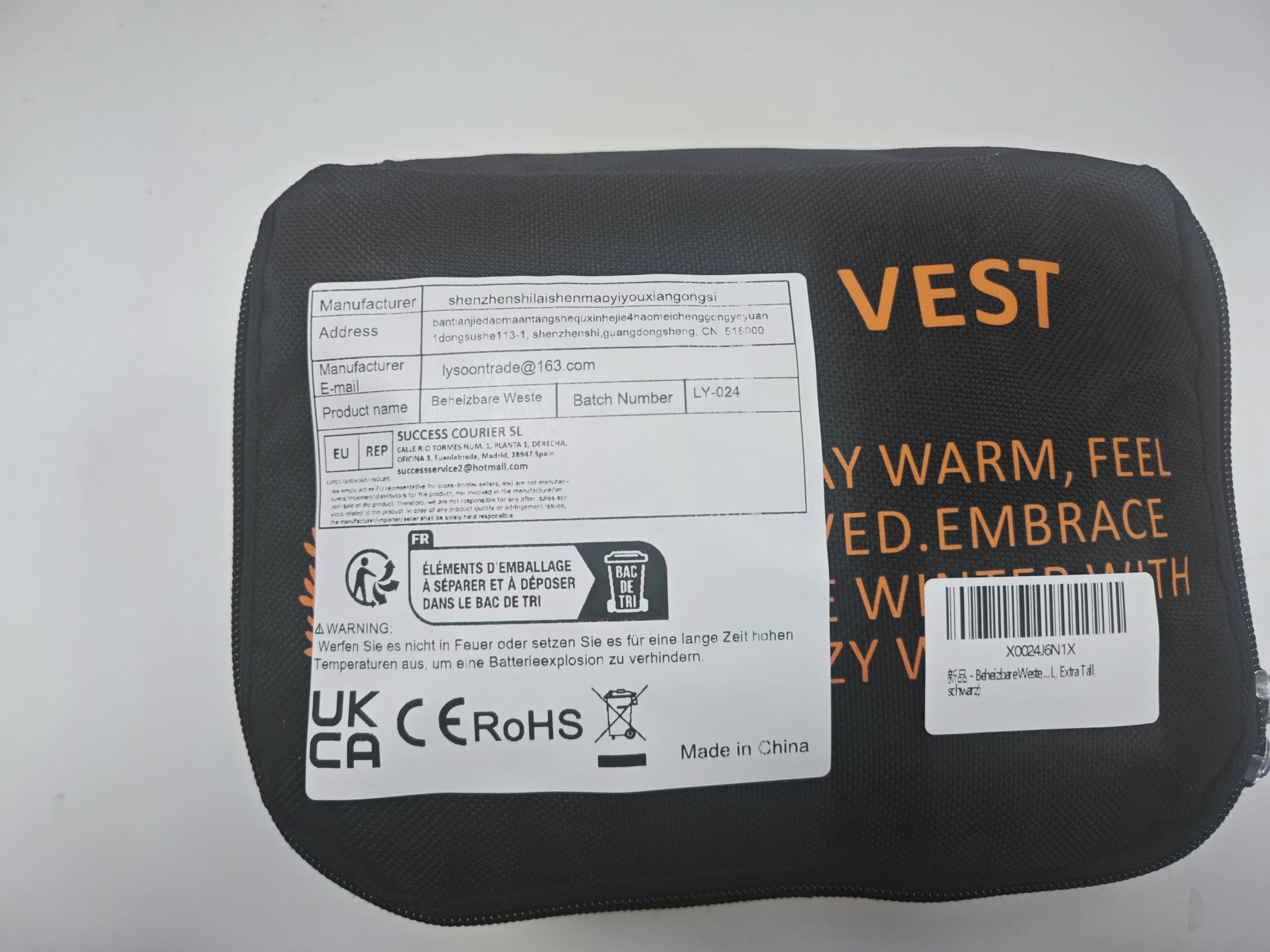 Ogrzewana kamizelka, podgrzewana kamizelka z akumulatorem 5 V, 10000 mAh, z 8 strefami grzewczymi, 3 regulowane poziomy ciepła