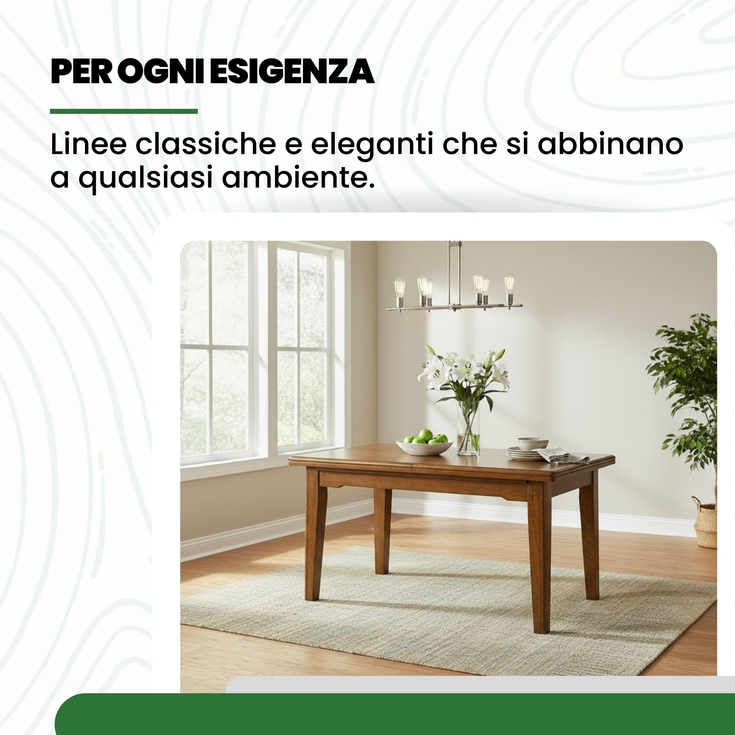Mar.c.a. Design - Tavolo Rettangolare Allungabile da 180 a 360 cm con Gambe Dritte - Tavolo in Legno Massello 180x100x78 cm - Arte Povera Made in Italy