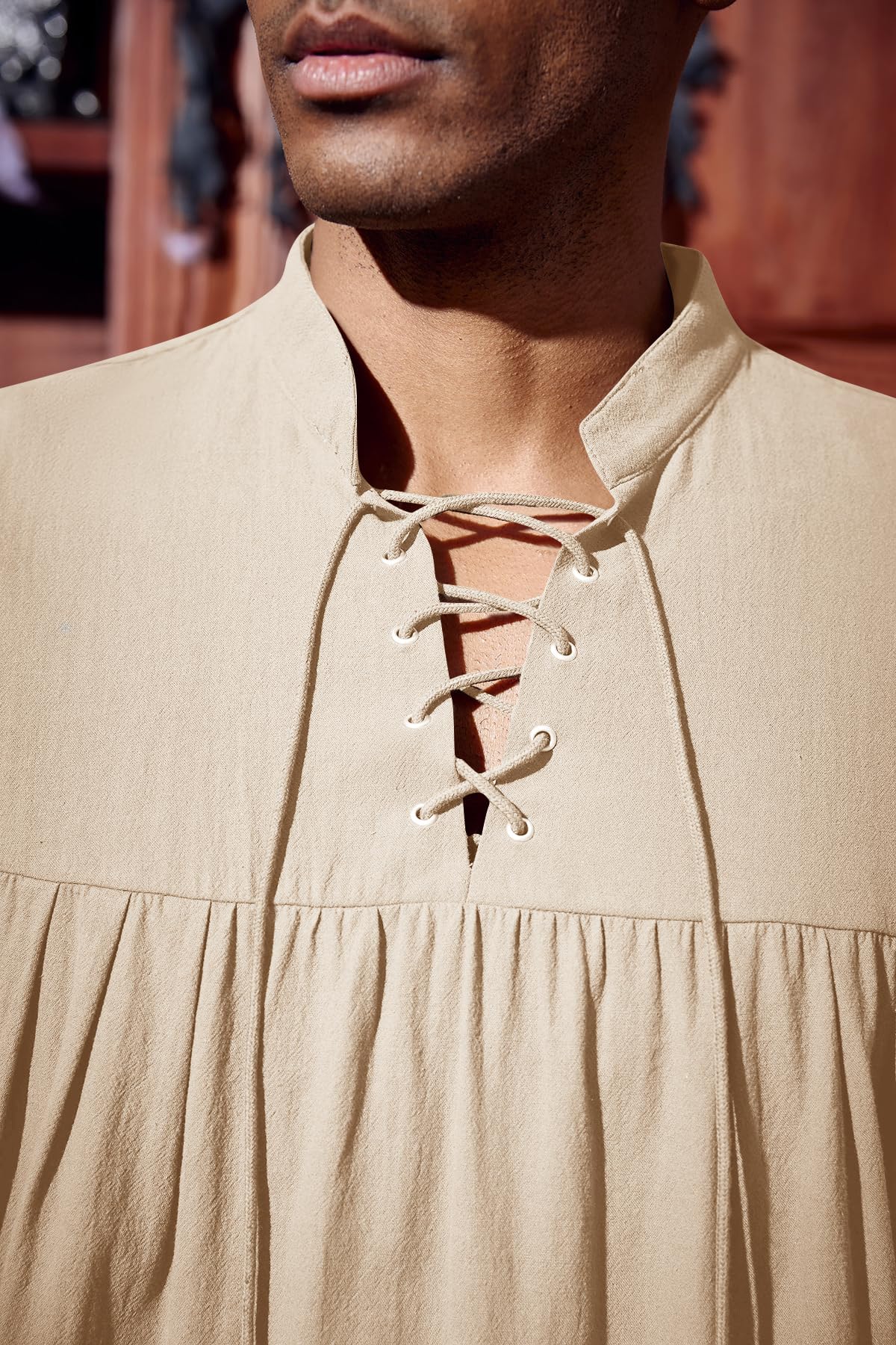 Runcati Chemise médiévale à manches longues pour homme, style steampunk, viking, Renaissance, victorien, Halloween, costume