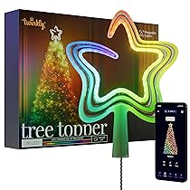 Twinkly Tree Topper, Puntale Albero di Natale Luminoso, Puntale a Stella con 76 LED RGB Mappabili, USB Tipo C, Luci LED Smart Multicolore, Compatibile con Alexa e Google Home, Controllato da App