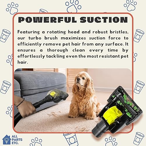 Miniatura 7 de Herramienta de aspiradora de cepillo turbo para depilación de mascotas, accesorio para aspiradora de pelo de mascotas y dos adaptadores para