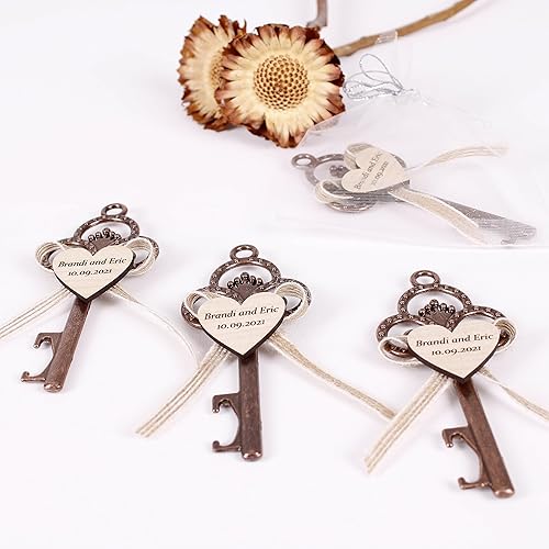 Miniatura 10 de Pack of 10-15-25-50-100 Personalized Key Bottle Opener, Wedding Favors, Bulk Bottle Opener, Gold Wedding Favor, Bridal Shower Favor, Baptism Gifts