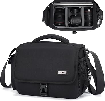 CADeN Camera Bag Case Shoulder Crossbody Bag Compatible for Nikon, Canon, Sony, DSLR SLR Mirrorless Cameras and Lenses 1.0 Black, Large