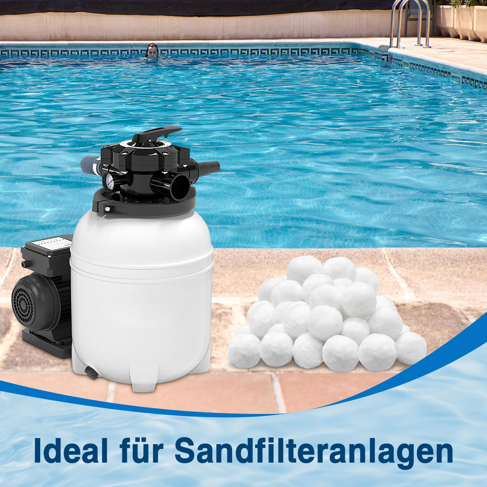 Halatool Filterbälle Pool 1460g - Filterbälle Für Sandfilteranlagen, Wiederverwendbar, Hocheffizient, Ersetzt 50 kg Filtersand, Für Pool, Schwimmbad, Filterpumpe, Aquarium