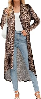 Women's Casual Long Open Front Drape Lightweight Duster High Low Hem Maxi Long Sleeve Cardigan(S-3XL)