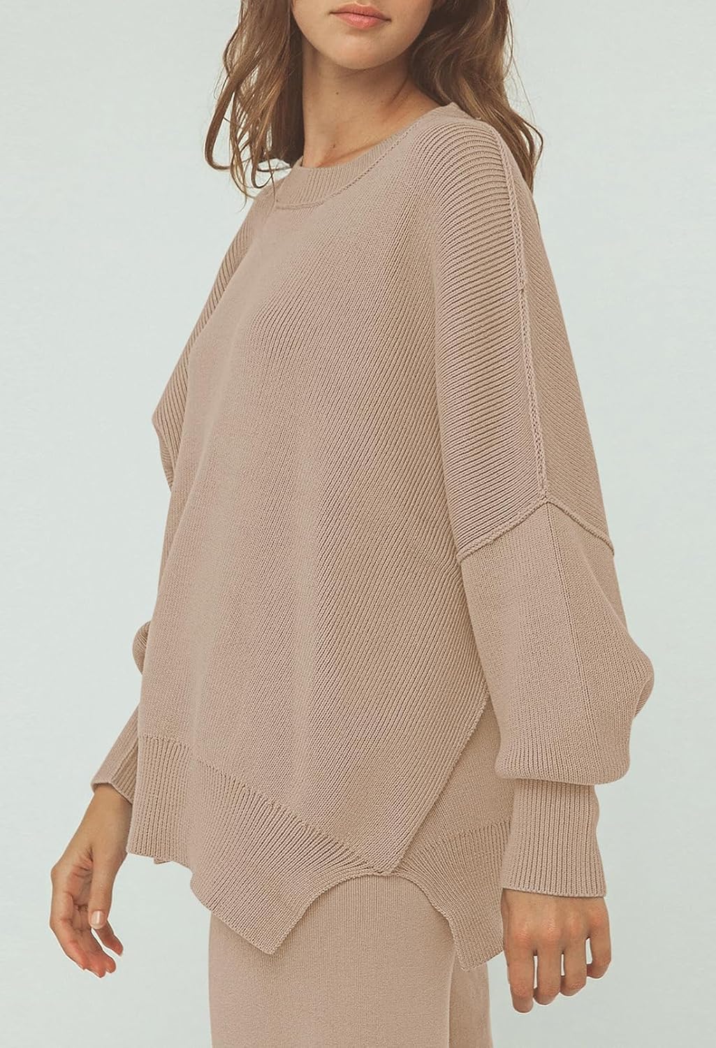 Pink Queen Women's 2 Piece Outfits Sweater Sets Knit Pullover Tops And Wide Leg Pants Loose Tracksuit Lounge Set - Image 5