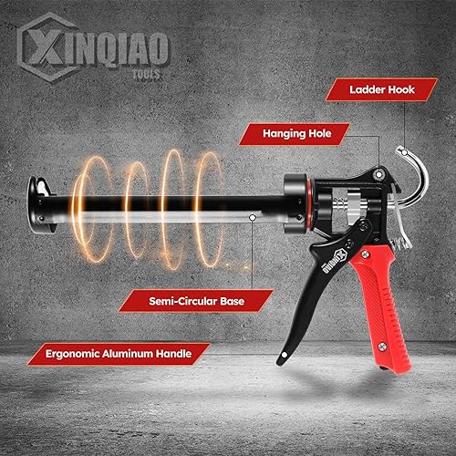 Miniatura 4 de XINQIAO Pistola de calafateo de alta calidad, pistola de calafateo universal de silicona de 10 onzas, barril giratorio, cartucho de 110 galones,