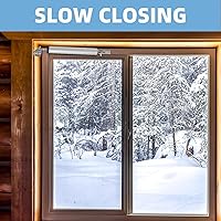 Vista 4 de 1 juego de cierrapuertas de pantalla plateada, cierrapuertas de tormenta, pantalla de servicio medio, amortiguador ajustable, pantalla de velocidad