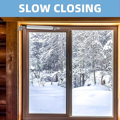 Miniatura 4 de Kit de cierrapuertas con mosquitera, cierrapuertas de tormenta de aire ajustable, cierre de puerta de tormenta mediano, función de apertura suave y