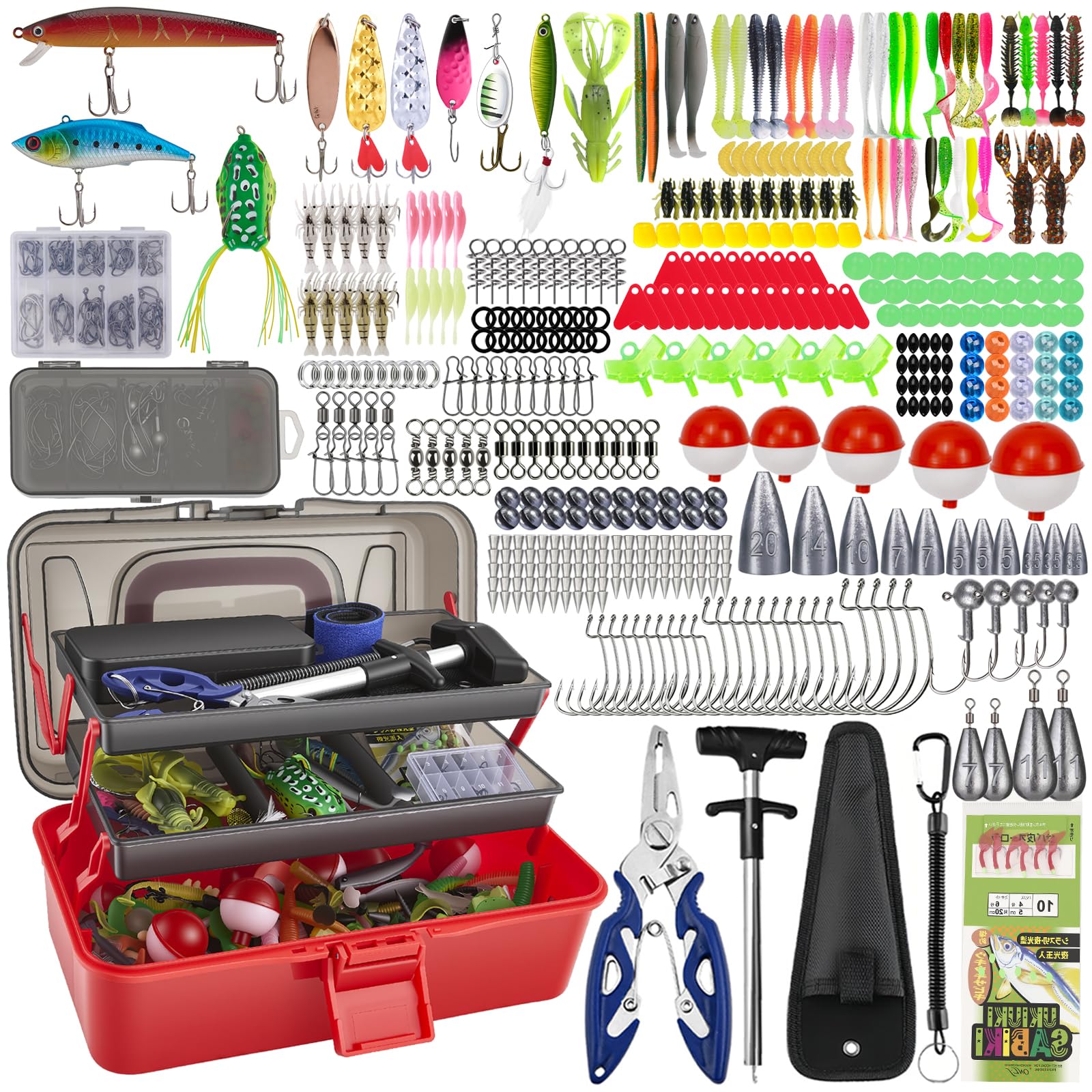 Kit Peche 460 Pièces – Matériel de Pêche Complet avec Leurres, Hameçons, Accessoires et Boîte de Rangement, pour Débutants et Pêcheurs Expérimentés