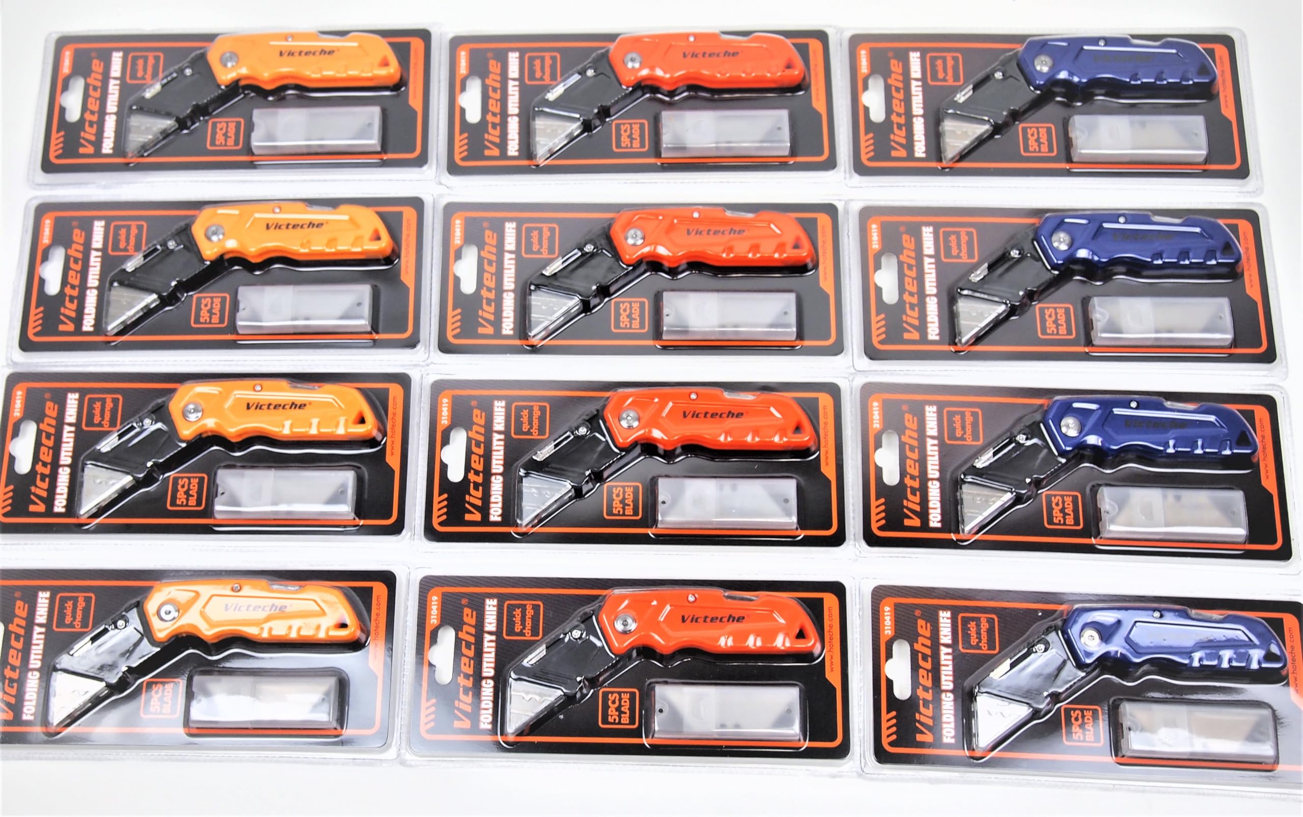 12PC Folding Lock-back Utility Knife With 6 Blades Each