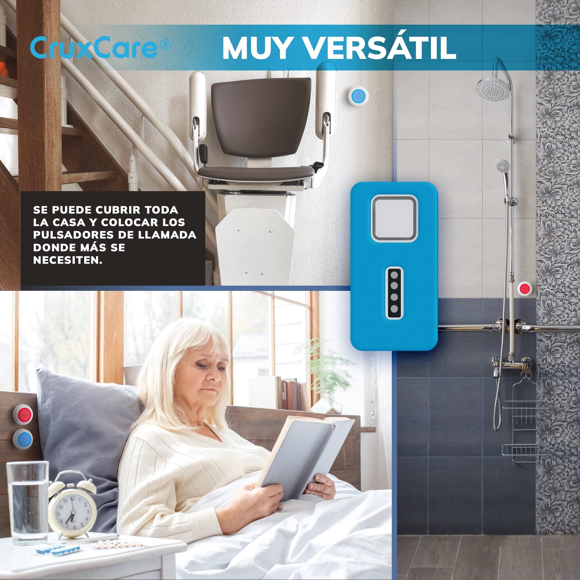 C1 Buscapersonas Inalámbrico Ancianos y Cuidador - 2 Botones SOS