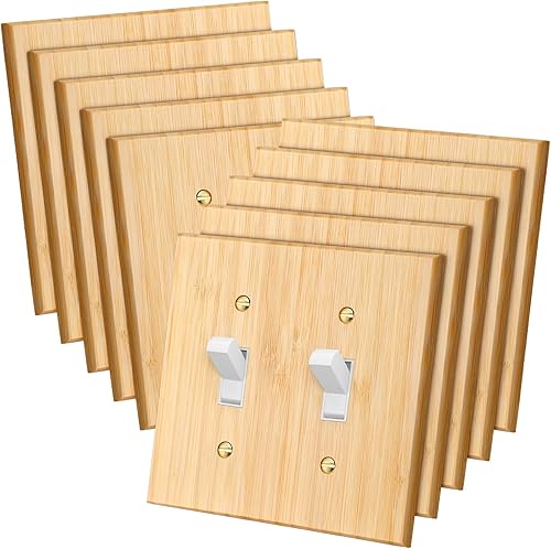 Pinkunn 10 piezas de placa de interruptor de luz de madera maciza, cubiertas de salida de madera de bambú, placa decorativa de pared para