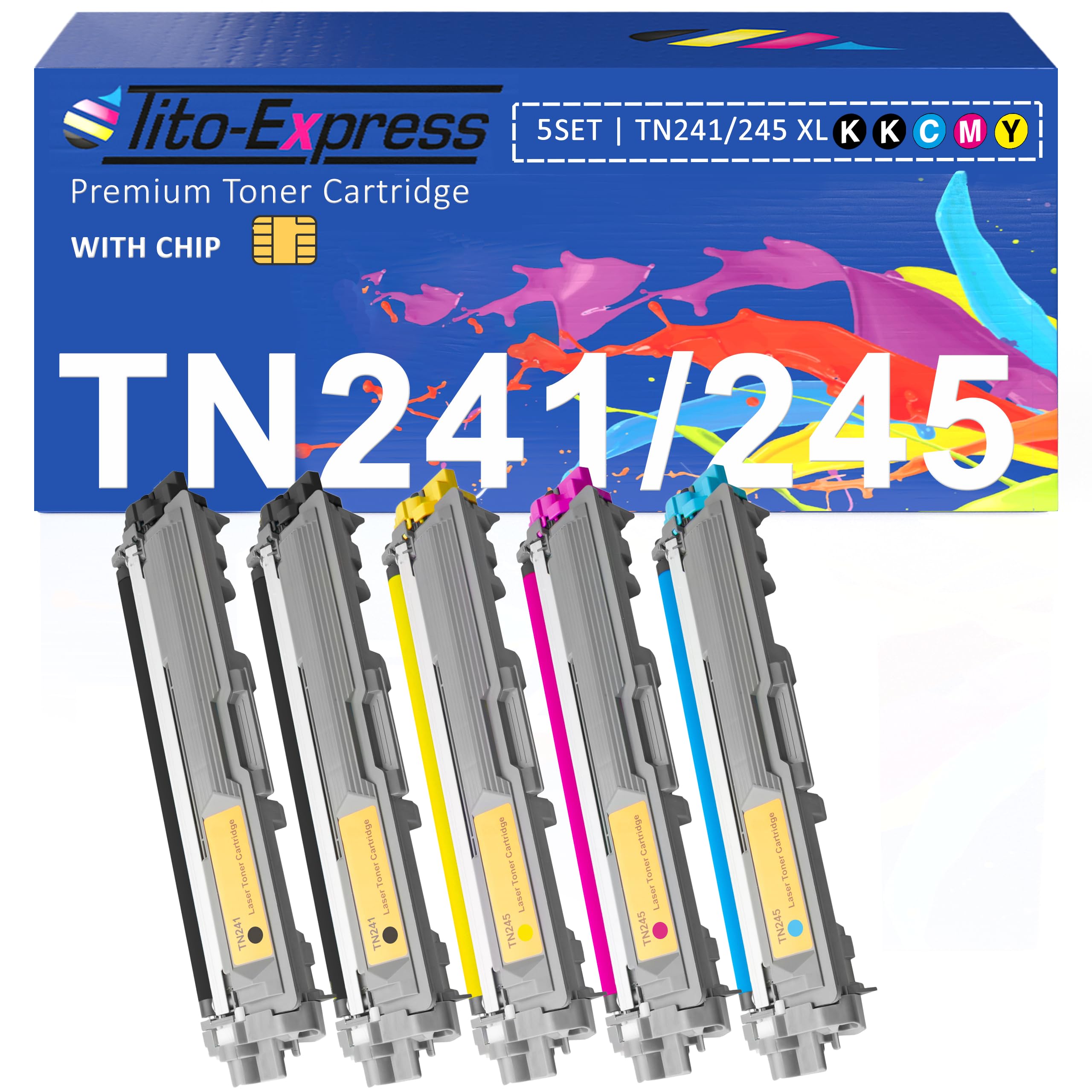 TN241 TN245 XL compatibile con toner Brother TN-241 TN-245 TN242 TN246 per Brother DCP-9022CDW DCP-9020CDW MFC-9332CDW MFC-9142CDN HL-3140CW HL-3142CW HL-3152CDW nero, magenta, giallo, ciano 5. Pack