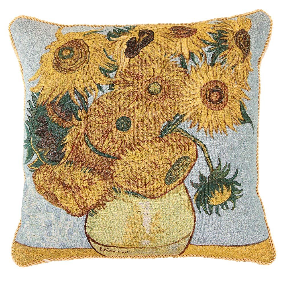 Signare Sunflowers Tapestry Cushion Cover – 18 X 18 Inches (45Cm X 45Cm) – Decorative Sofa Cushion Inspired By Artistic Masterpieces (, Cushion Cover Only)