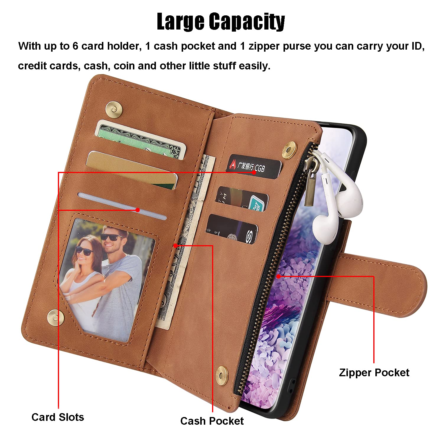 Custodia per telefono per Google Pixel 7 (6,3 pollici) Custodie a portafoglio con protezione per schermo in vetro temperato e custodia in pelle sottile Flip Holder Supporto per carte Accessori