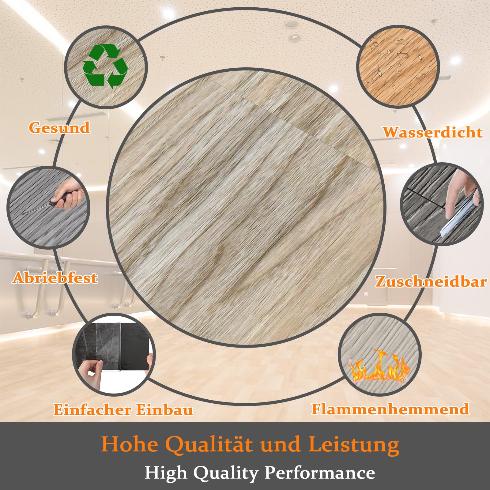 LZQ PVC Bodenbelag Vinylboden Selbstklebend mit Holz-Effekt, 72 Vinyl Fliesen 10,04m² Bodenfliesen Selbstklebend, Klebefliesen Boden Verschleißfest Wasserfest für Wohnzimmer Küche, Eiche Gewaschen