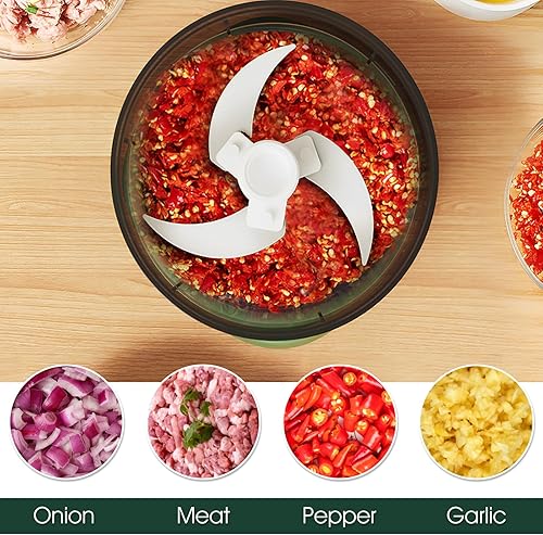 Miniatura 7 de Picadora eléctrica de ajo, 10.2 onzas líquidas, mini picadora de carne inalámbrica recargable por USB, picadora de cebolla vegetal, portátil,