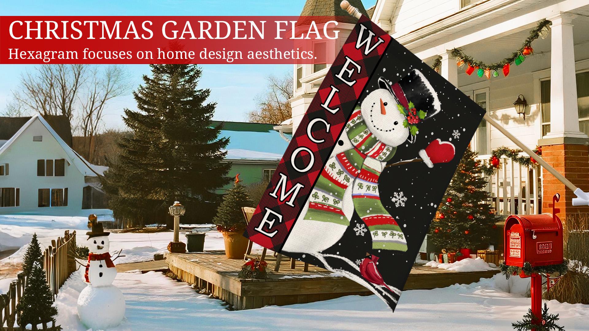 Cat Christmas Cute Merry 18x12in Double Sided Winter Garden Flag With Kitten & Santa Hat For Xmas Outdoor Decoration