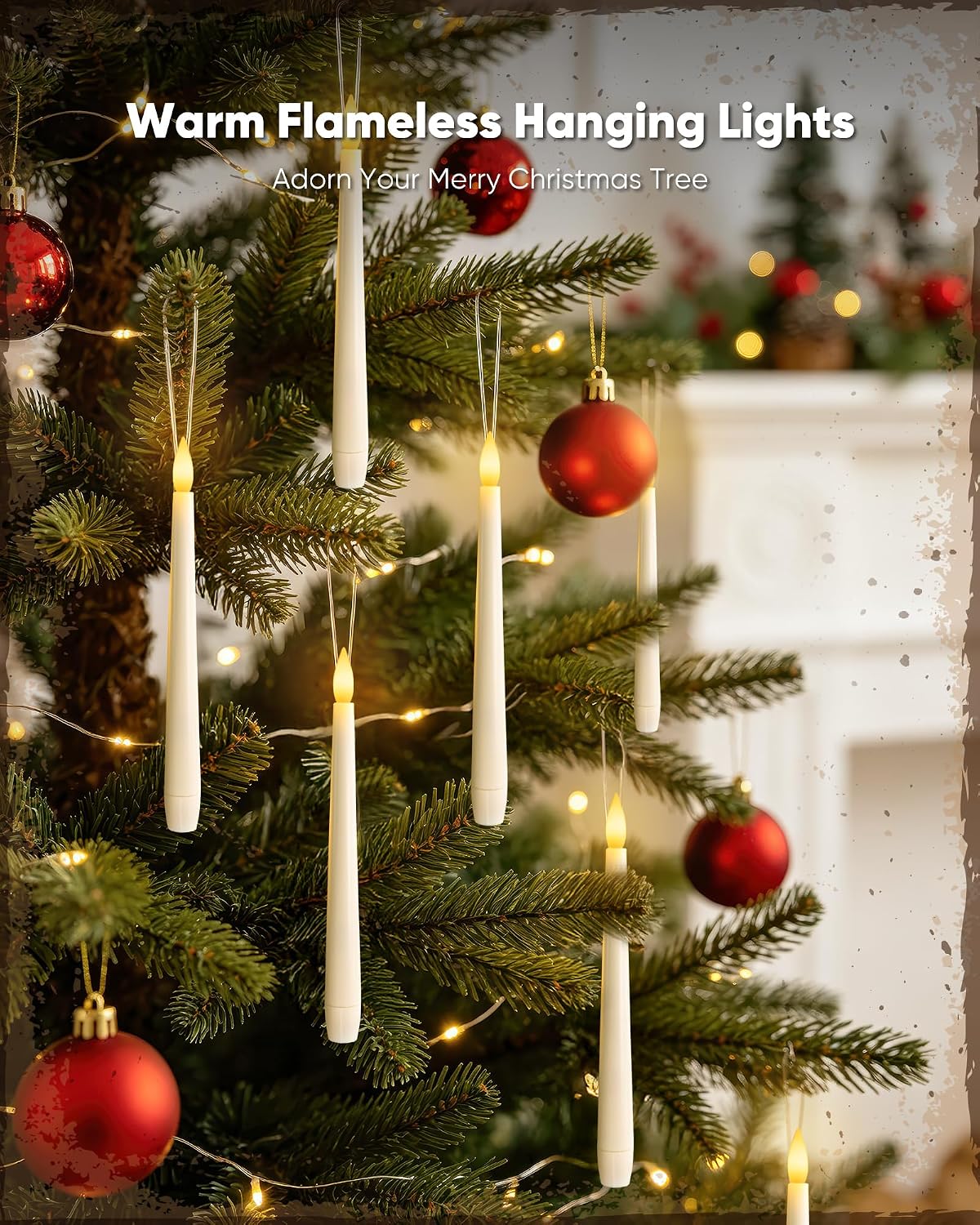 20PCS Floating Candles with Wand Remote, Flameless Hanging Taper Candles with Flickering Warm Light, Battery Operated Magic Candles for Halloween Indoor Ceiling Decor, Hallway, Bedroom, Party