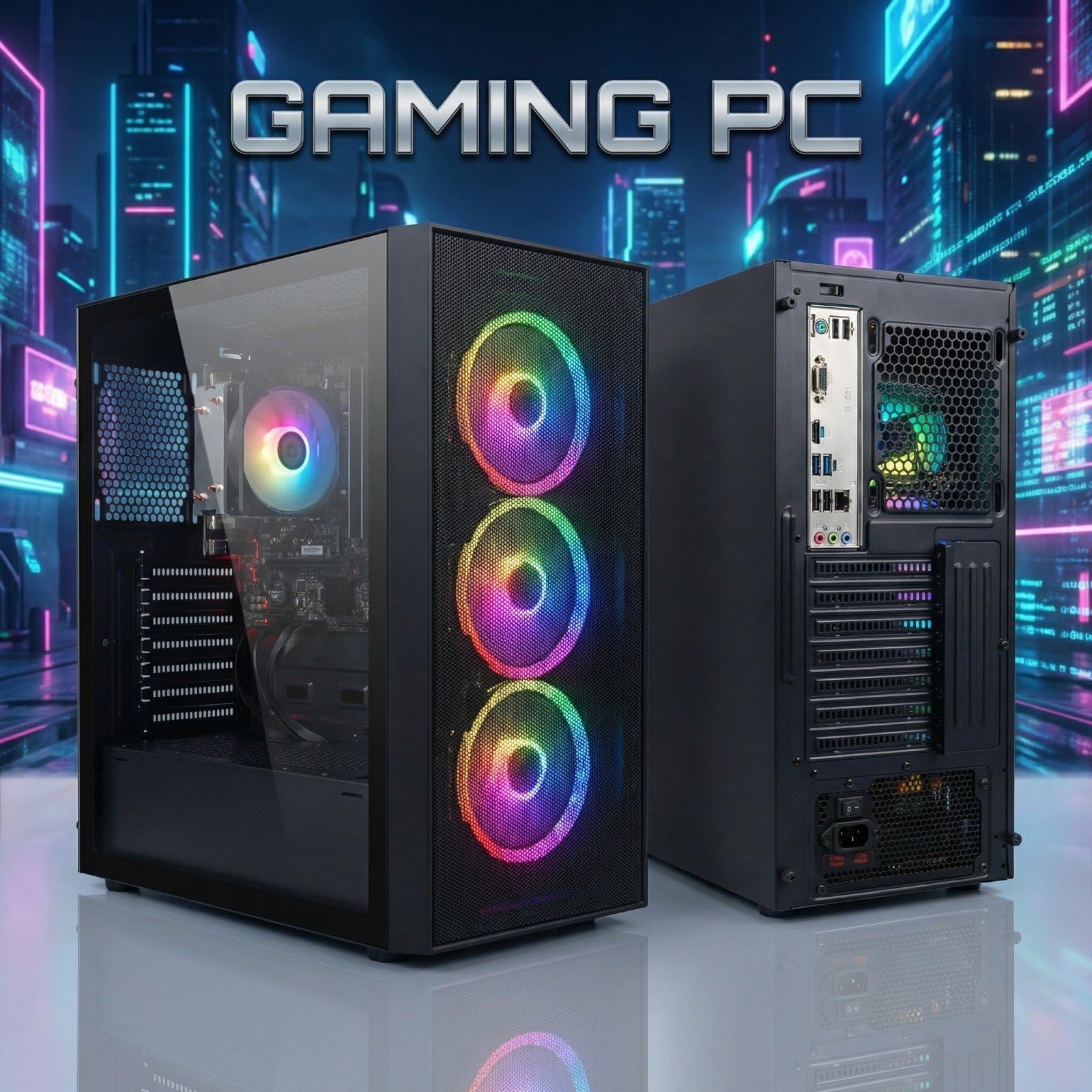 STGsivir Gaming PC, Ryzen 7 5700G, Vega 8, 16G DDR4, 1T SSD | Gaming Computer für Streaming,Videobearbeitung,Hausaufgaben, bis zu 4.6 GHz, WLAN 6, BT 5.0, HDMI, Win11 Pro, ARGB