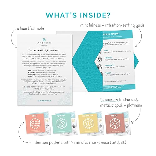 Light Through Loss Pack - Mindful Marks - Ideal Gift for Grief, Loss and Healing - Sympathy Gifts for Loss of Loved One - 36 Intention Marks - Remembrance & Bereavement Gift for Grieving(Multi)