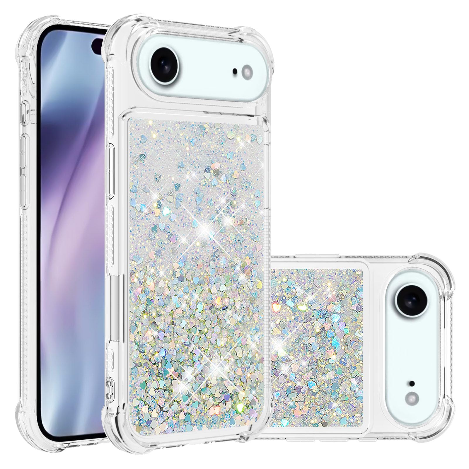 Coque iPhone 2025 Air LEMAXELERS transparente paillettes argentées