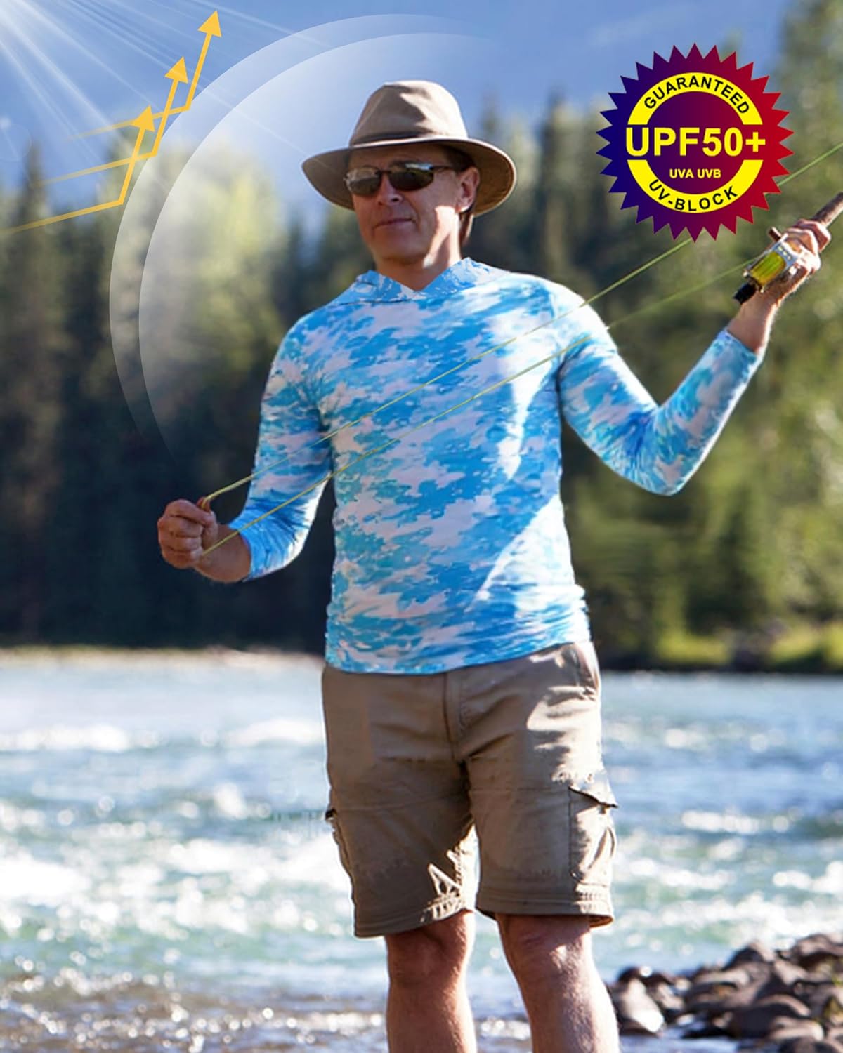 FISHEAL UPF 50+ Mens Fishing Shirts with Hood, Long Sleeve Sun Protection Hunting Shirt, Lightweight Camo Shirt for Hiking - Image 6