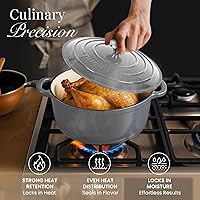 Vista 6 de Olla de hierro fundido con tapa – Olla antiadherente esmaltada a prueba de horno, apta para horno hasta 500 ° F – Utensilios de cocina resistentes