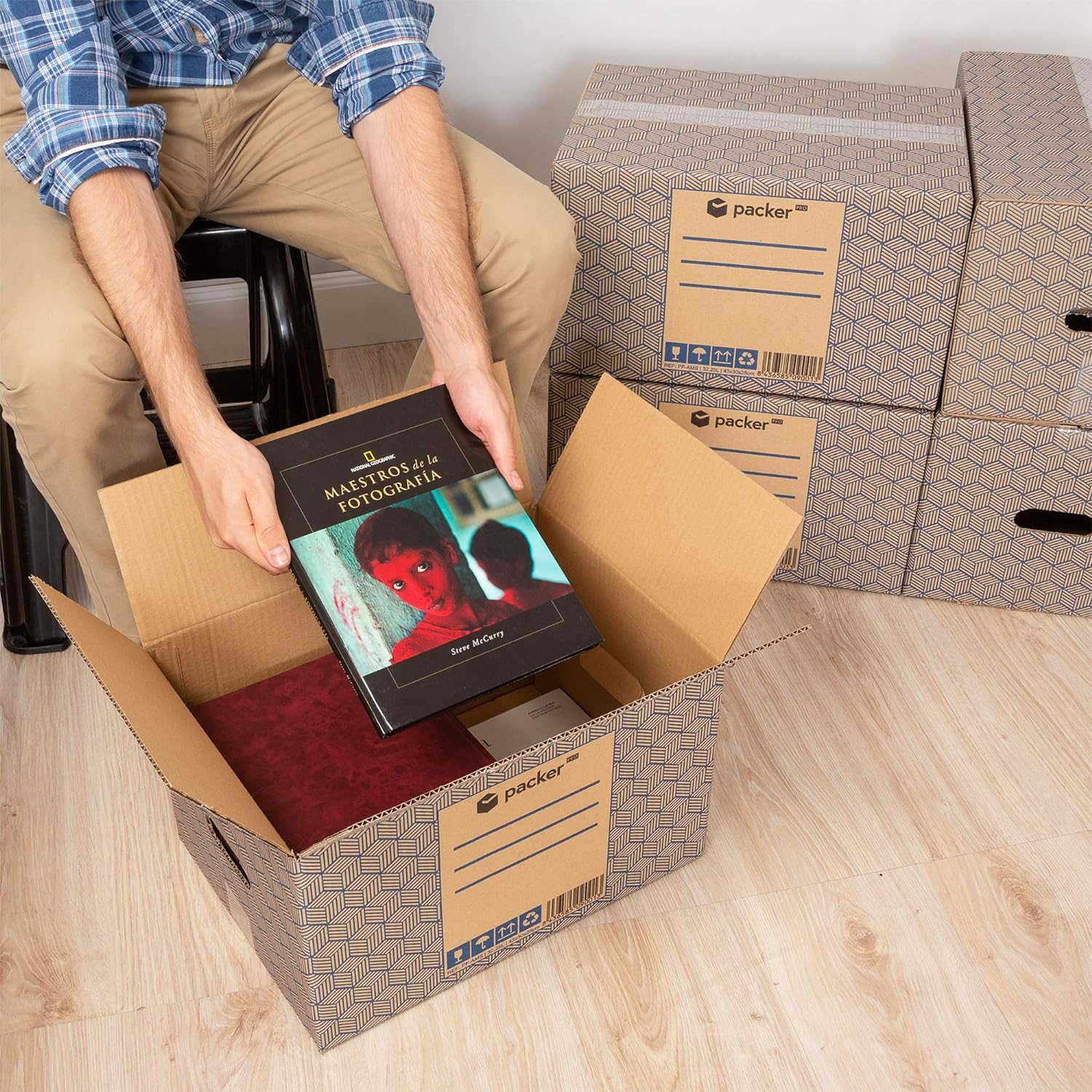 Lot de 12 boîtes de déménagement et de rangement extra larges 600 x 300 x 275 mm Ultra résistantes avec poignées, 100% écologique | Packer PRO (20x (430x300x250mm))