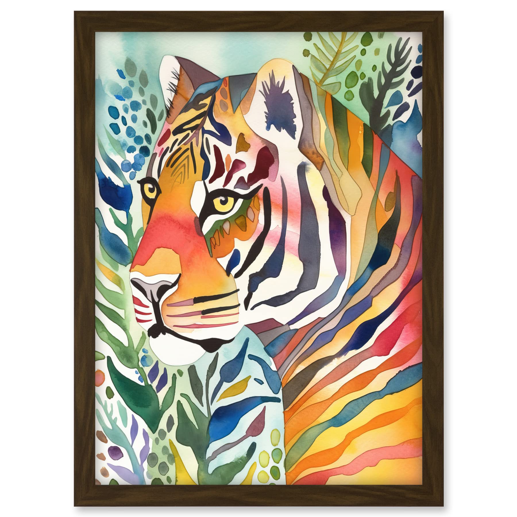 Artery8 The Hidden Tiger Folk Art Artwork Framed A3 Wall Art Print