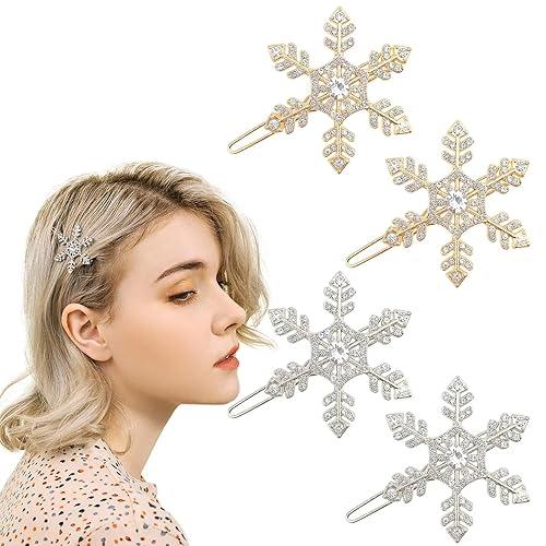 Pinzas para el cabello con diamantes de imitación de copo de nieve, horquilla de cristal, horquilla dorada y plateada, adornos de boda, accesorios