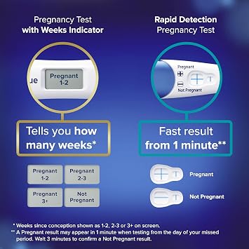 Clearblue Pregnancy Test 3X Confirmation Combo Pack, Result As Fast As 1 Minute (Visual Sticks) & Tells You How Many Weeks (Digital Stick), Kit of 3 Tests (1 Digital, 2 Visual)