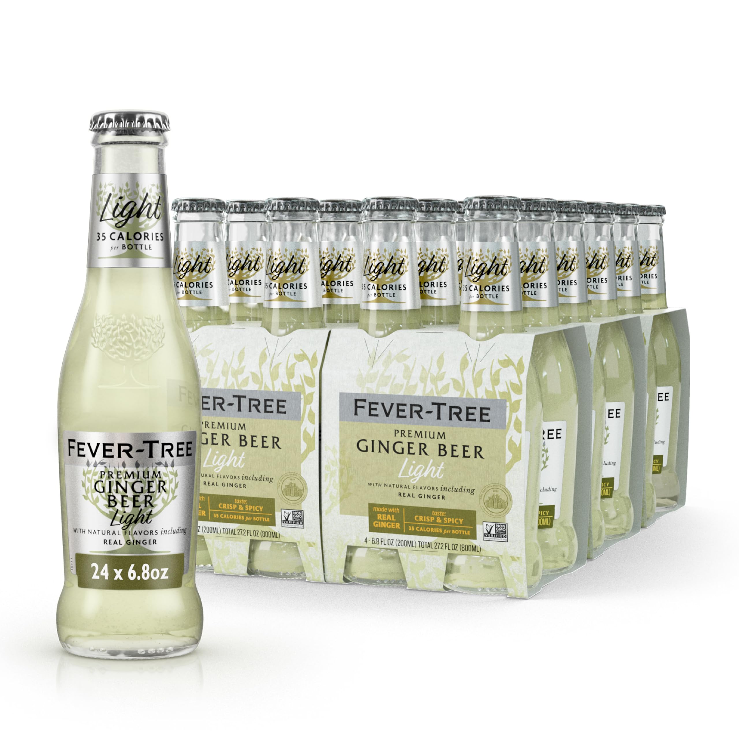Fever-Tree Light Ginger Beer, 6.8 fl oz (24 Bottles) Lower in Calories, No Artificial Sweeteners, Flavorings or Preservatives