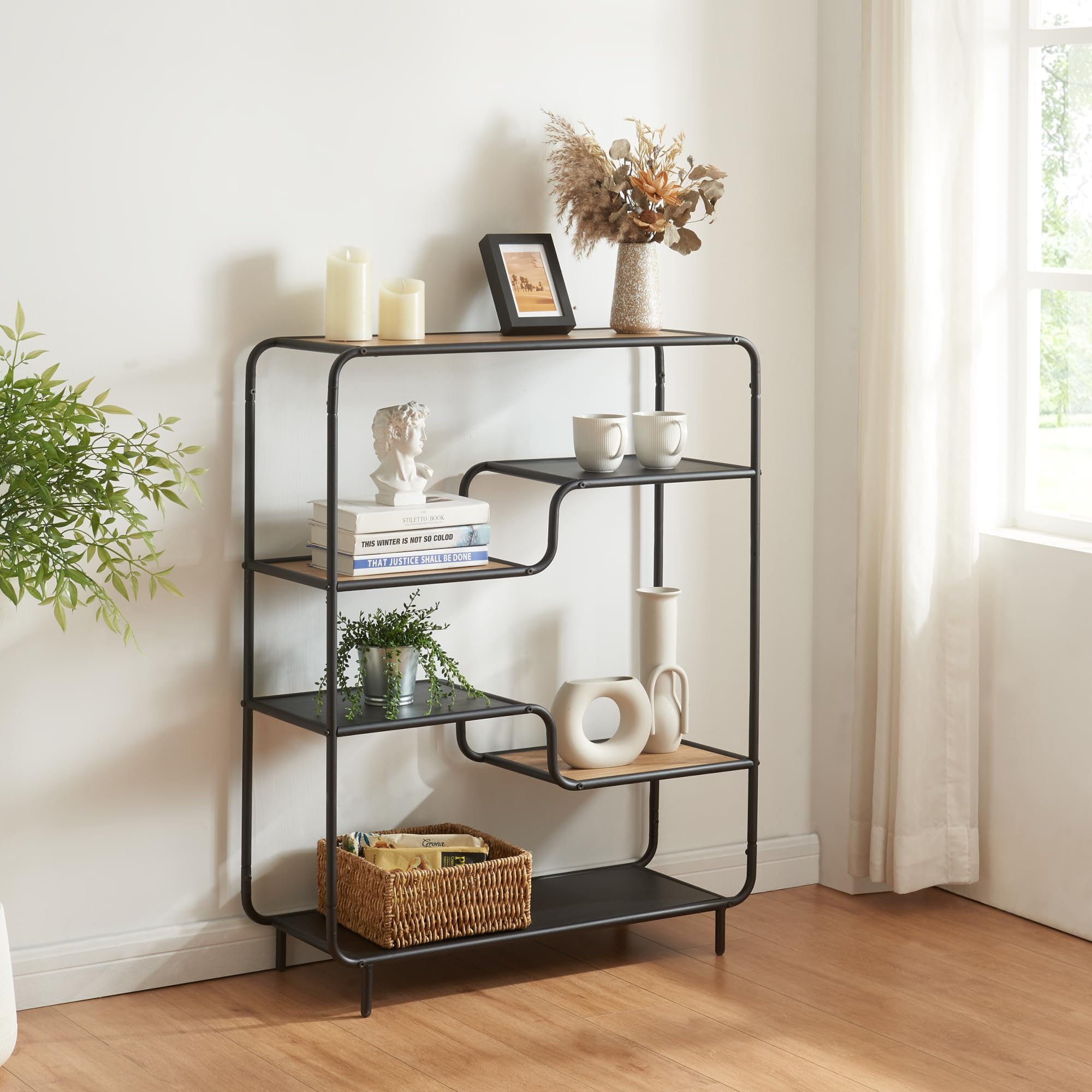 en.casa] Open kast met planken Kristiansand 101x80x30 cm zw