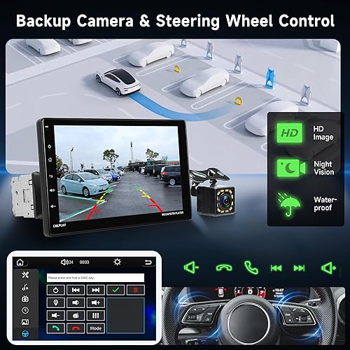 Miniatura 5 de Estéreo de auto Carplay de 9 pulgadas con pantalla táctil automática de Android, radio de coche desmontable Rimoody 1080P/EQ