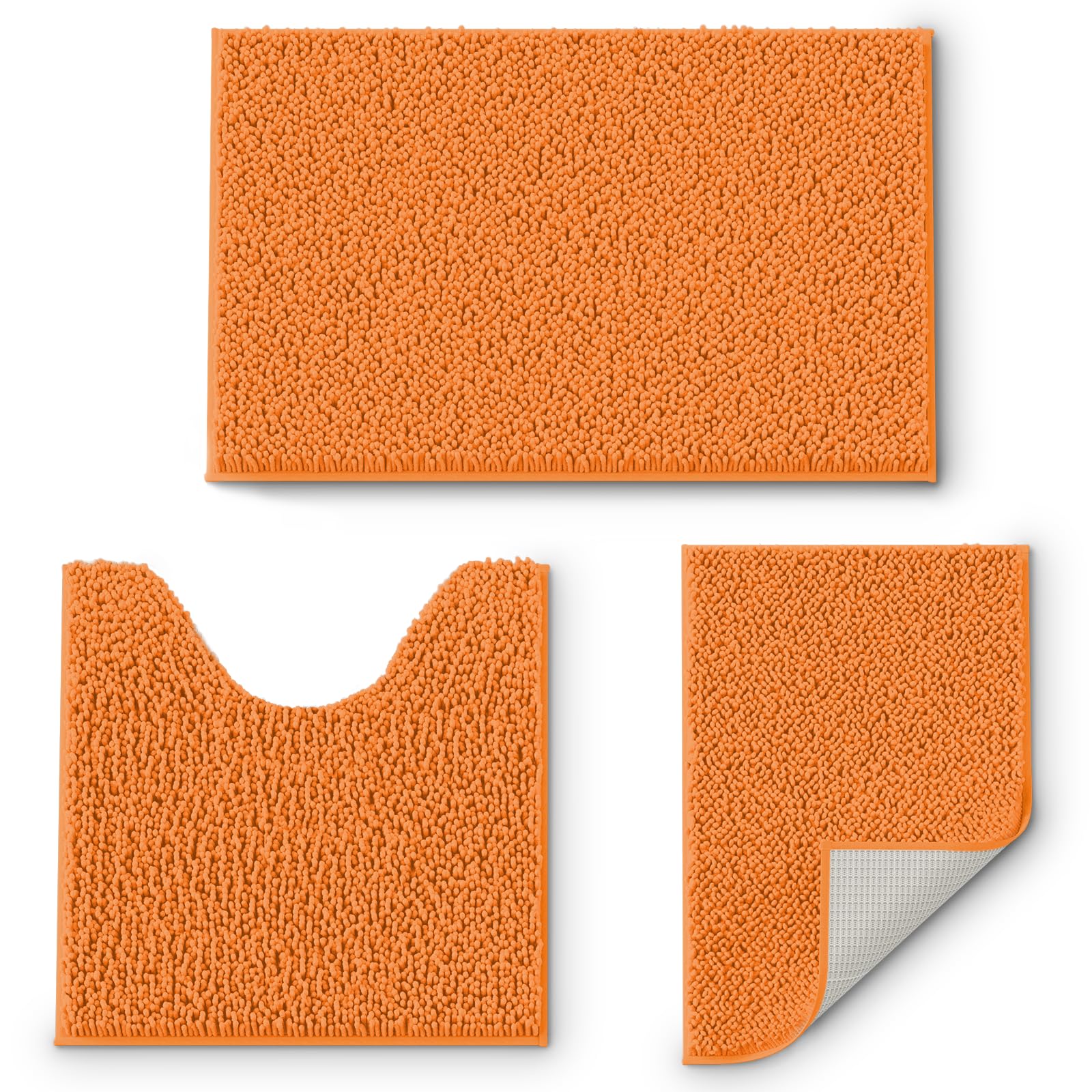 RUN HELIX Bathroom Rugs Sets 3 Piece, Soft Absorbent Bath Mats and U-Shaped Contour Toilet Rug, Quick Dry, Home Decor Accessories, Bath Mat Set for