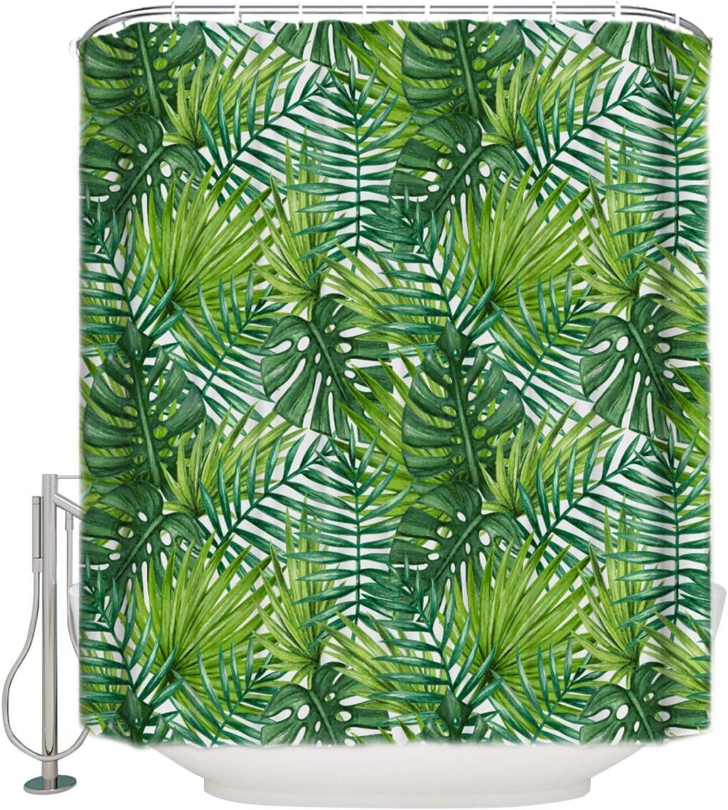 Bathroom Shower Curtains Fabric Waterproof with Hooks
