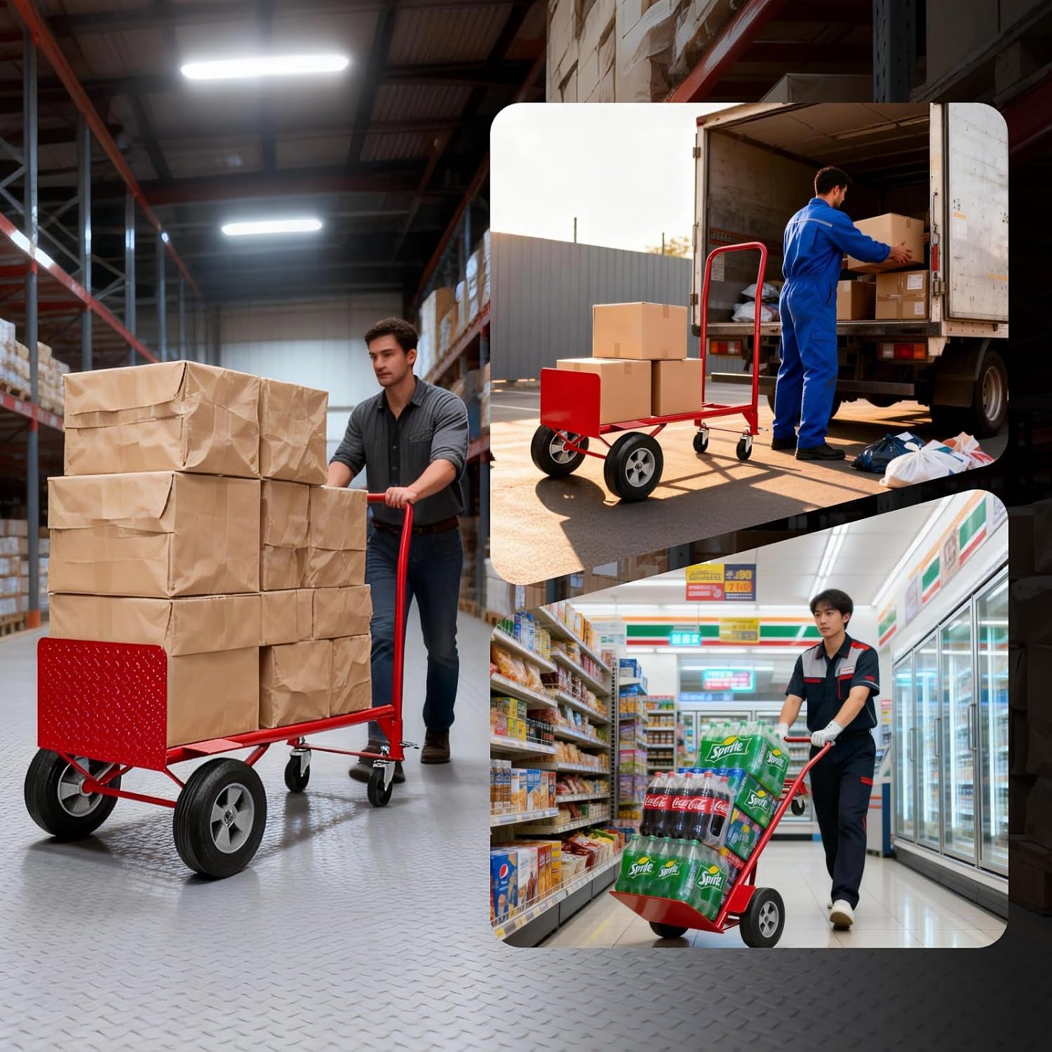 NORTHSKY 2-in-1 Convertible Hand Truck & Dolly, 990 lbs Capacity Heavy-Duty Folding Platform Truck, Steel Frame, 10" Solid Rubber Wheels, Utility Platform Cart w/Beveled Nose Plate for Easy Transport