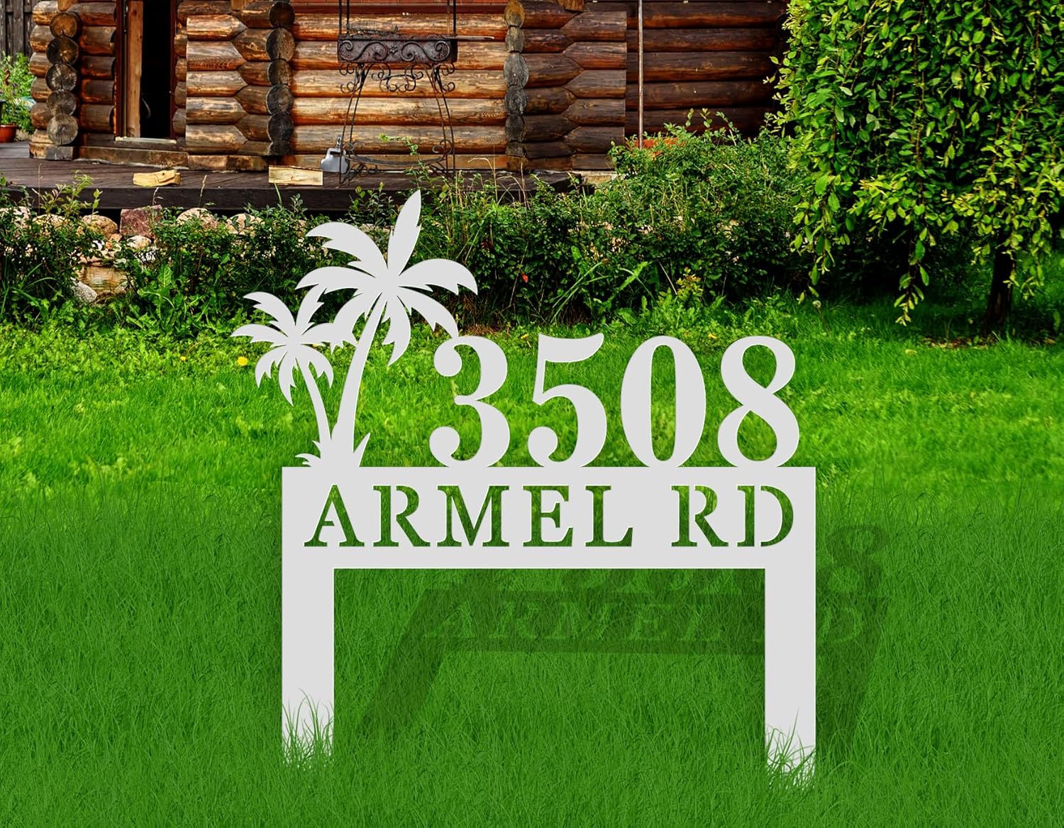 Personalized Metal Address Plaque with Stake, Yard Address Sign with Last Name, House Number Signs
