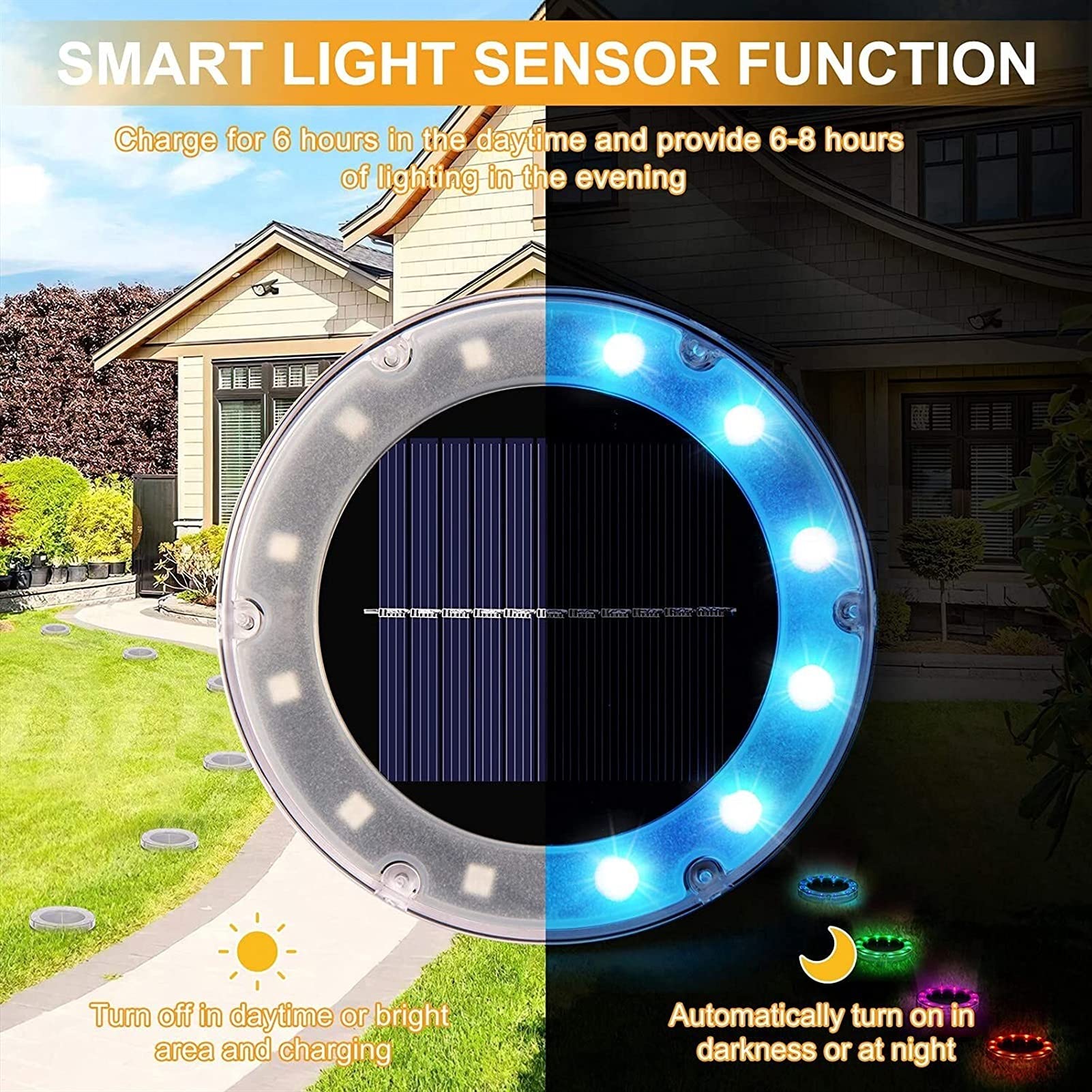 Extérieur 4PCS Solaire Alimenté Disque Lumières 12 LED Solaire Allée Lumières Extérieur Étanche Jardin Paysage Éclairage pour Yard Deck pour Cour, Pelouse
