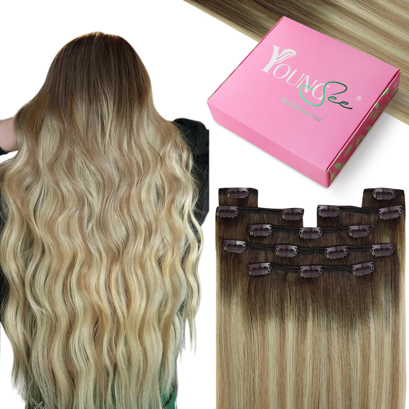 YoungSee Tape Hair Extensions Platinum Blonde 16In Tape in Hair Extensions Real Human Hair for Women 20pcs 50g Easy to Wear Hair Tape-in Extensions Blonde — view 50