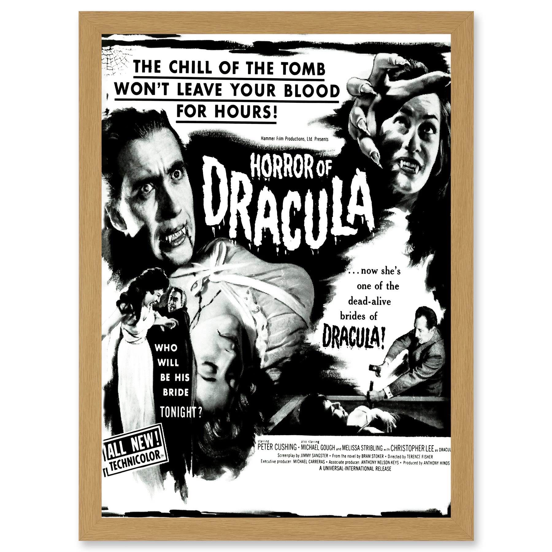 Artery8 Vintage Movie Film Horror Dracula Cushing Vampire USA A4 Artwork Framed Wall Art Print