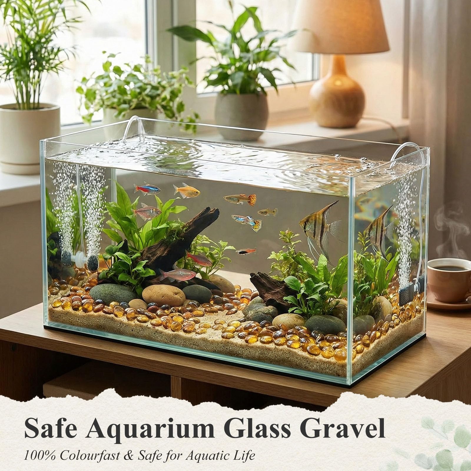 VGOODALL Perles de verre pour vases de 450 g, 160 à 180 galets en verre plats jaunes pour remplissage de vase, pierres décoratives pour décoration d'intérieur