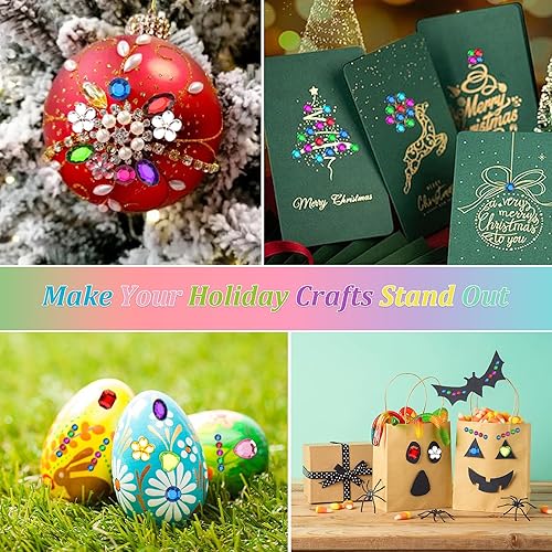 Miniatura 5 de 1782 calcomanías de gemas, gemas autoadhesivas para manualidades, diamantes de imitación brillantes para manualidades, formas surtidas, calcomanías