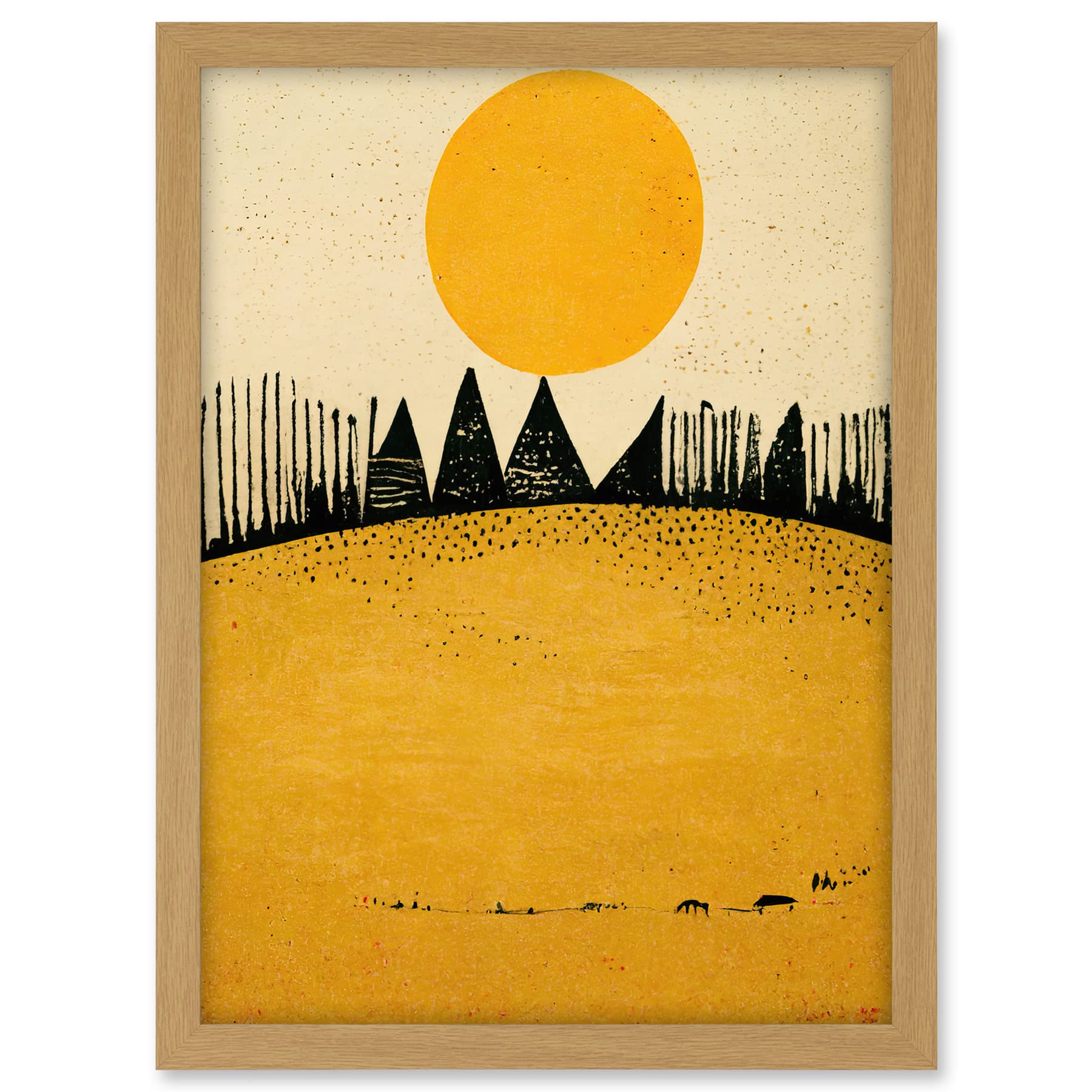 Wee Blue Coo Minimalist Tribal Abstract Desert Yellow Painting Artwork Framed A3 Wall Art Print