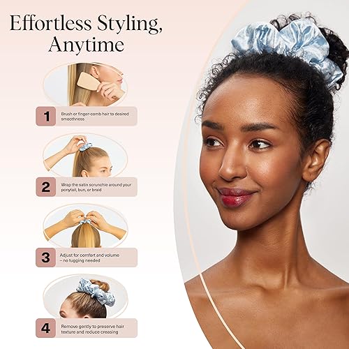 Miniatura 147 de Kitsch Coleteros de satén para mujer, ligas para el cabello sin arrugas para niñas, coleteros para todo tipo de cabello y texturas, perfectos