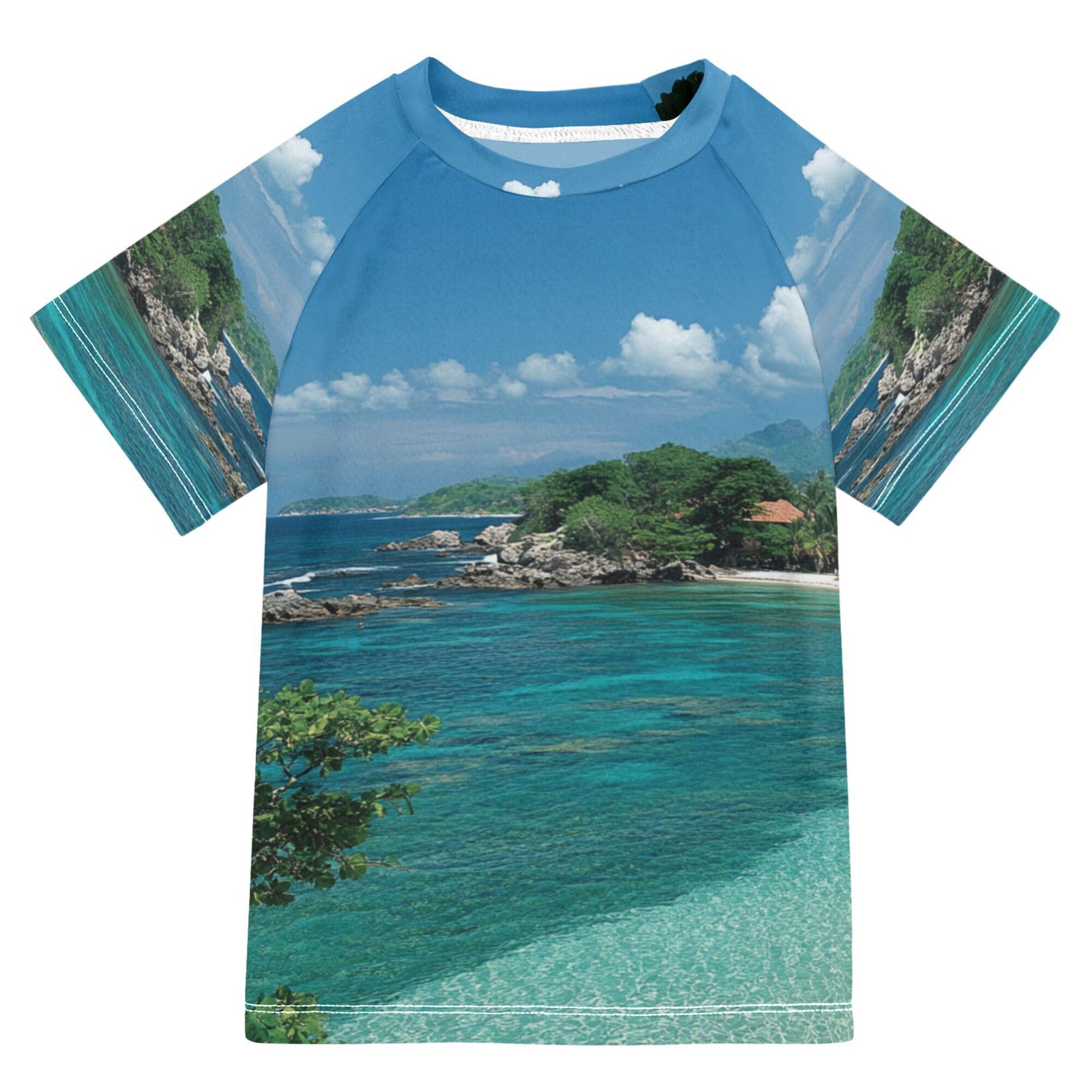 Beach Summer Theme Bathing Suit Kids Sun Protection Sports Clothes Swimwear Beach Tops 3T