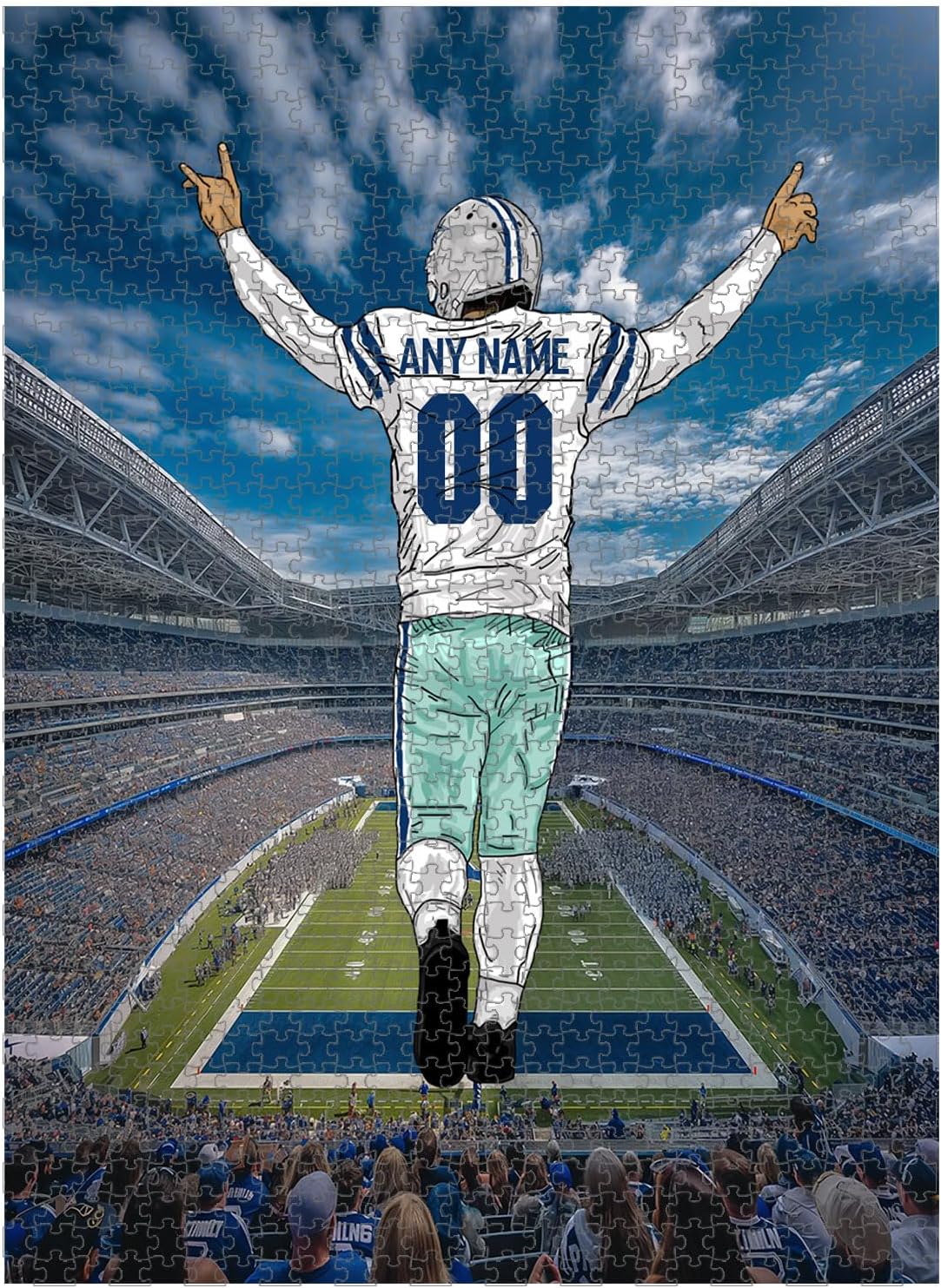 Wooden Jigsaw Puzzles for Adults - Customized Name and Number on (Dallas) Football Player with Home Field Advantage - 300 500 1000PCS Puzzles Game